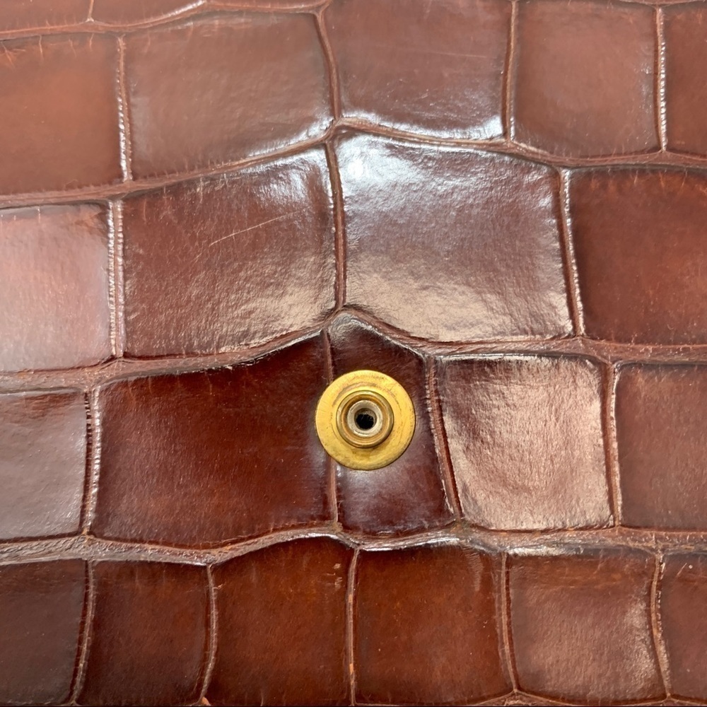 Nettie Rosenstein | Crocodile Vintage Structured Box Style Double Top Handle Bag - Picture 8 of 17